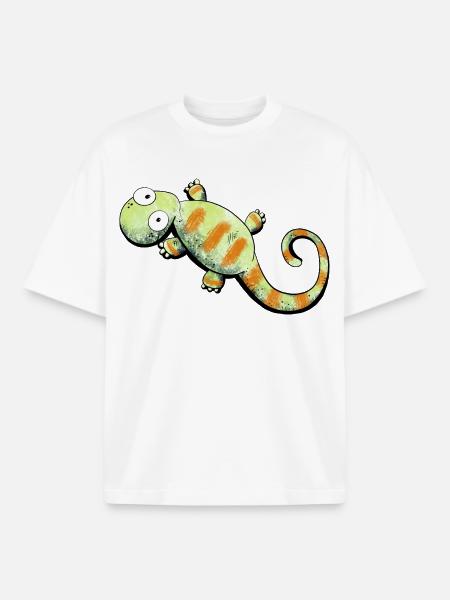 Happy Gecko I Lizard - Boxy Heavyweight Unisex Organic T-Shirt by Stanley/Stella - white