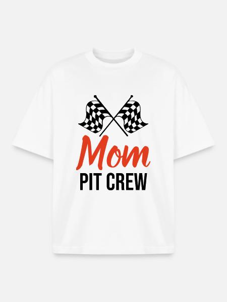 Mom Pit Crew Mother’s Day Gift - Boxy Heavyweight Unisex Organic T-Shirt by Stanley/Stella - white