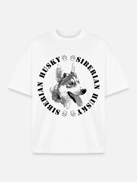 Husky mit Pfotenabdruck - Boxy Heavyweight Unisex Organic T-Shirt von Stanley/Stella - Weiß