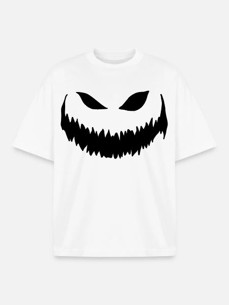 Halloween - Pumpkin Face - Boxy Heavyweight Unisex Organic T-Shirt by Stanley/Stella - white