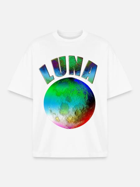 Luna Moon Rainbow - Boxy Heavyweight Unisex Organic T-Shirt by Stanley/Stella - white