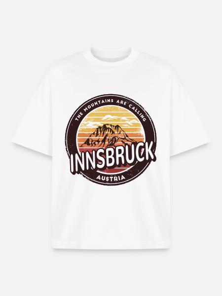 Innsbruck Austria Mountains Design - Boxy Heavyweight Unisex Organic T-Shirt by Stanley/Stella - white