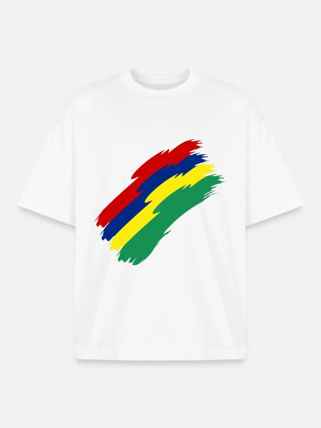 Mauritius Fahne Farben - Boxy Heavyweight Unisex Organic T-Shirt von Stanley/Stella - Weiß