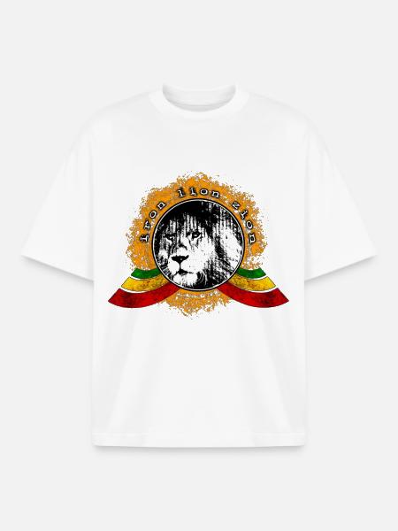 Reggae Lion - Boxy Heavyweight Unisex Organic T-Shirt by Stanley/Stella - white