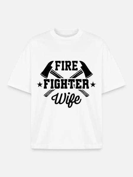Fire Brigade Wife - Boxy Heavyweight Unisex Organic T-Shirt by Stanley/Stella - white