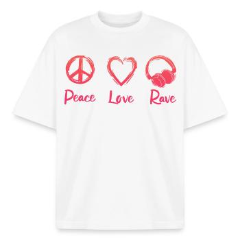 Rave Party - Boxy Heavyweight Unisex Organic T-Shirt by Stanley/Stella - white - Front - AI Model Male 185 light (185cm) & AI Model Female 172 dark (172cm)