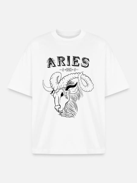 Aries Sternzeichen Widder - Boxy Heavyweight Unisex Organic T-Shirt von Stanley/Stella - Weiß