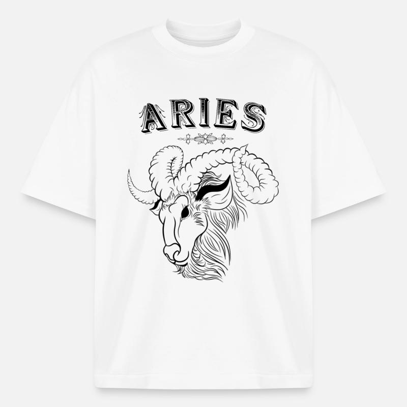 Aries Sternzeichen Widder - Boxy Heavyweight Unisex Organic T-Shirt von Stanley/Stella - Weiß