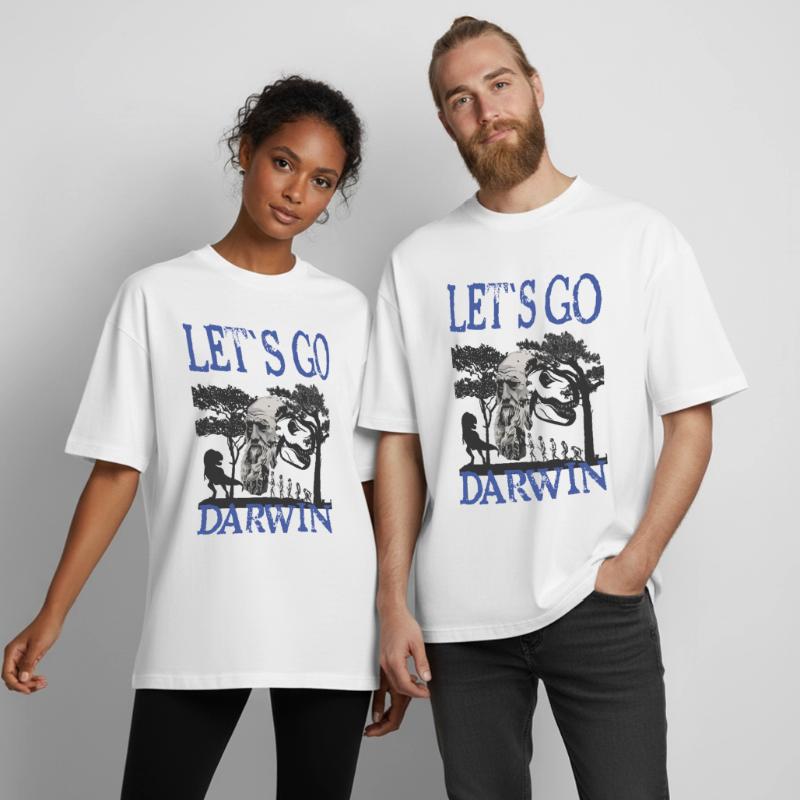 Idée cadeau textile Charles Darwin Evolution T-shirt unisexe boxy épais biologique Stanley/Stella