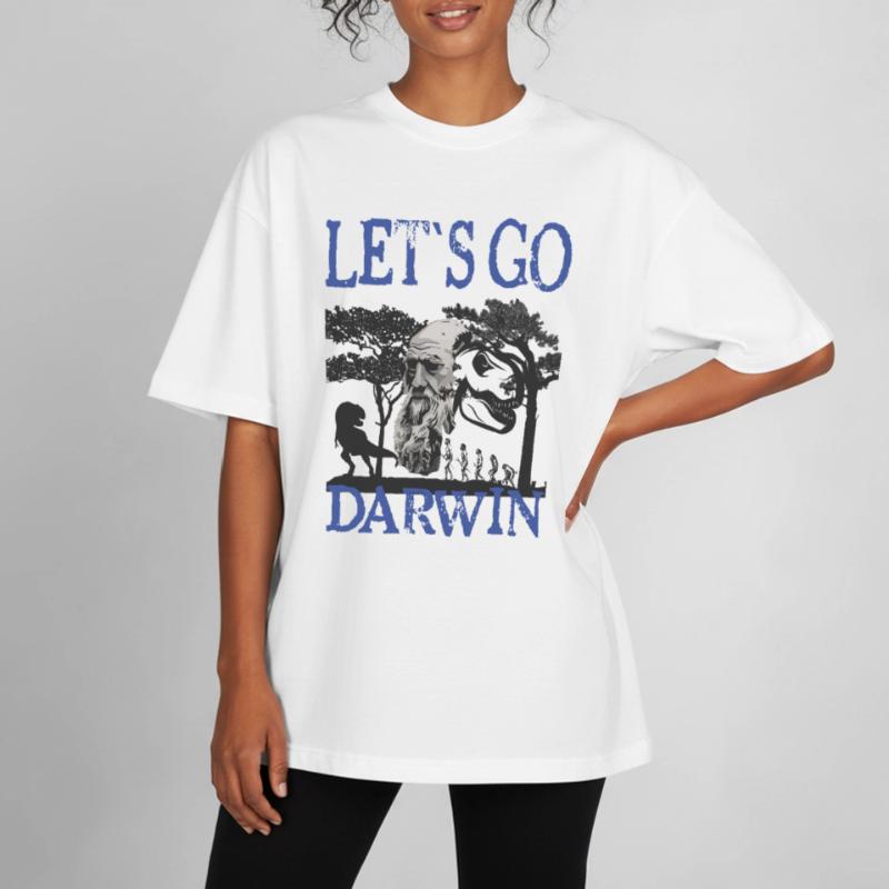 Idée cadeau textile Charles Darwin Evolution T-shirt unisexe boxy épais biologique Stanley/Stella