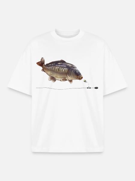 Spiegelkarpfen-Chod-Rig-Angeldesign - Boxy Heavyweight Unisex Organic T-Shirt von Stanley/Stella - Weiß