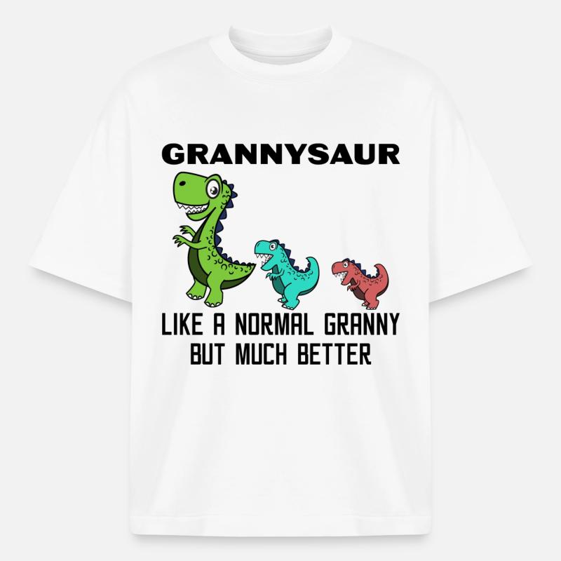 Lustig Großmutter Oma Dinosaurier Statement - Boxy Heavyweight Unisex Organic T-Shirt von Stanley/Stella - Weiß