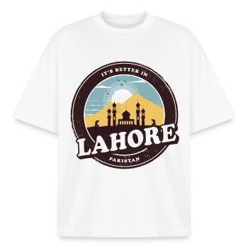Lahore Pakistan Moschee Design - Boxy Heavyweight Unisex Organic T-Shirt von Stanley/Stella - Weiß - Vorne - AI Model Male 185 light (185cm) & AI Model Female 172 dark (172cm)