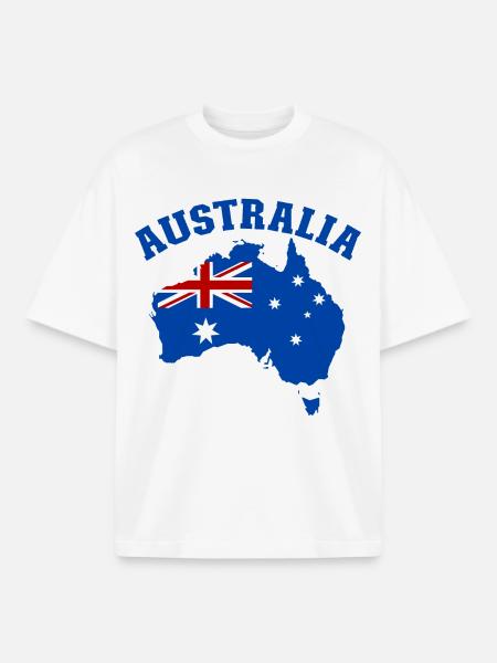 Australia Australia Flag - Boxy Heavyweight Unisex Organic T-Shirt by Stanley/Stella - white