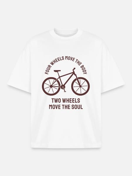 Sjov cykel-cykel-citat: To hjul bevæger sjælen - Stanley/Stella unisex boxy heavyweight T-shirt økologisk - hvid