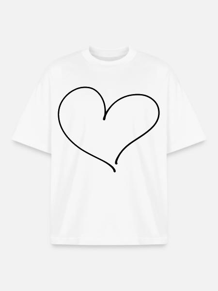 Heart / Love - Boxy Heavyweight Unisex Organic T-Shirt by Stanley/Stella - white