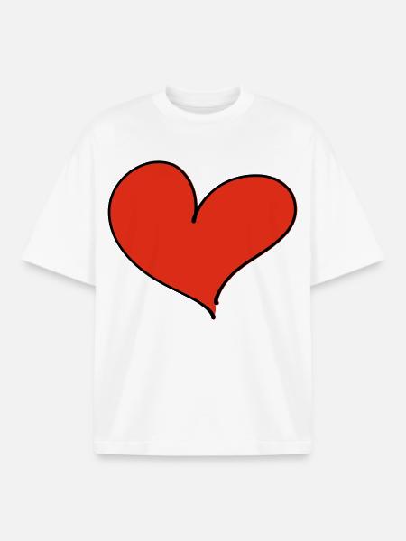Heart / Love - Boxy Heavyweight Unisex Organic T-Shirt by Stanley/Stella - white