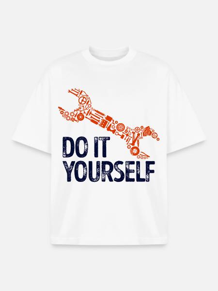 Car Wrench Statement Screwdriver - Boxy Heavyweight Unisex Organic T-Shirt by Stanley/Stella - white