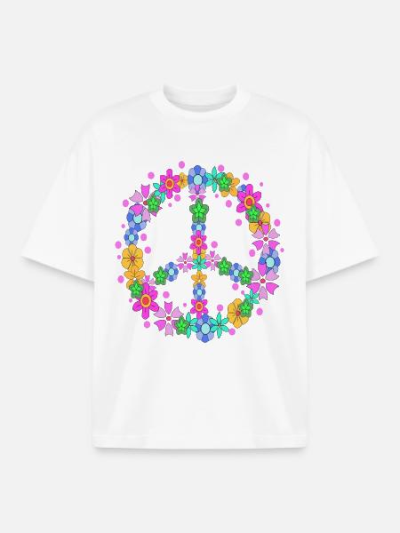 Peace Sign Peace Movement Love Peace - Boxy Heavyweight Unisex Organic T-Shirt by Stanley/Stella - white