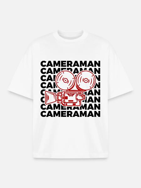 Cameraman - Boxy Heavyweight Unisex Organic T-Shirt by Stanley/Stella - white