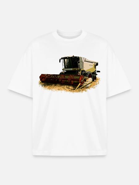 Claas Moissonneuse-batteuse Lexion 550 - T-shirt unisexe boxy épais biologique Stanley/Stella - blanc