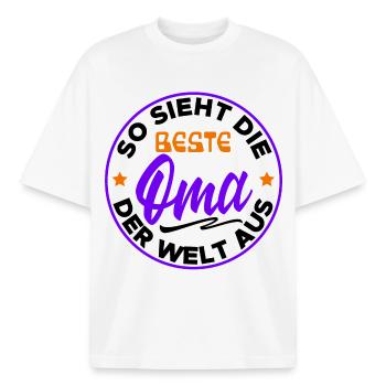 Beste Oma Cool Statement Großmutter Alte Frau - Boxy Heavyweight Unisex Organic T-Shirt von Stanley/Stella - Weiß - Vorne - AI Model Male 185 light (185cm) & AI Model Female 172 dark (172cm)