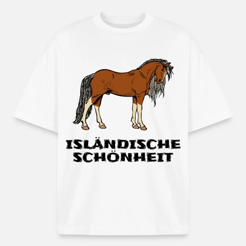 Isländer Pferde Statement Islandpferde Pferdenarr - Boxy Heavyweight Unisex Organic T-Shirt von Stanley/Stella - Weiß