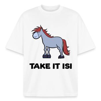 Pony Islandpferde Isländer Humorvoll Statement - Boxy Heavyweight Unisex Organic T-Shirt von Stanley/Stella - Weiß - Vorne - AI Model Male 185 light (185cm) & AI Model Female 172 dark (172cm)