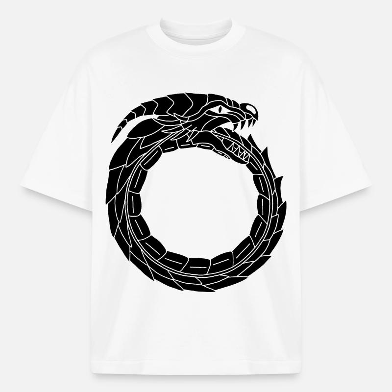 Verschlingender Schwarzer Drache - Boxy Heavyweight Unisex Organic T-Shirt von Stanley/Stella - Weiß