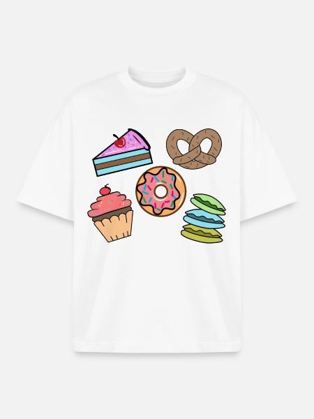 Bonbons Snack Cupcake Donut Cake Cuisson - T-shirt unisexe boxy épais biologique Stanley/Stella - blanc
