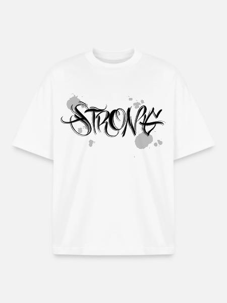 Stark Strong Motivation Graffiti - Boxy Heavyweight Unisex Organic T-Shirt by Stanley/Stella - white