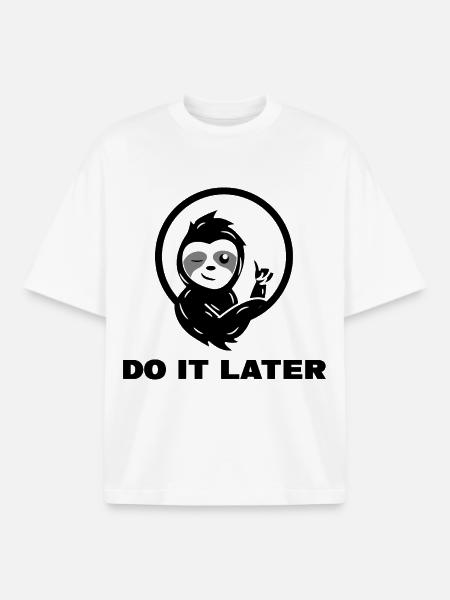 chilling sloth lazy statement jungle mammal - Boxy Heavyweight Unisex Organic T-Shirt by Stanley/Stella - white