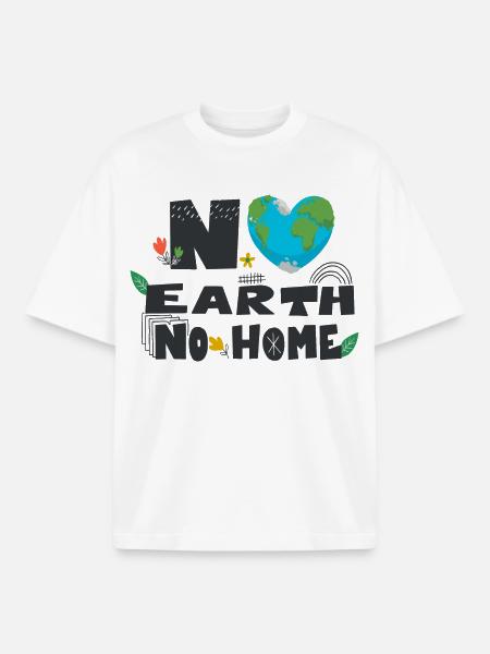 Pas de terre pas de maison - T-shirt unisexe boxy épais biologique Stanley/Stella - blanc