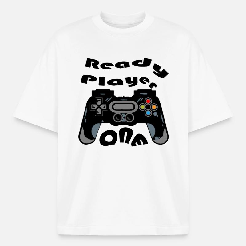 Retro-Controller Silhouette - Boxy Heavyweight Unisex Organic T-Shirt von Stanley/Stella - Weiß