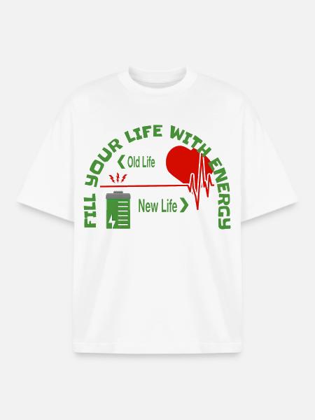 Fill your life with energy - Boxy Heavyweight Unisex Organic T-Shirt by Stanley/Stella - white