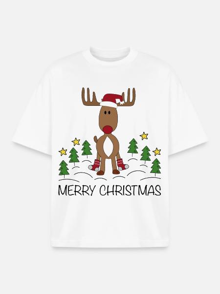 Merry Christmas - Boxy Heavyweight Unisex Organic T-Shirt by Stanley/Stella - white