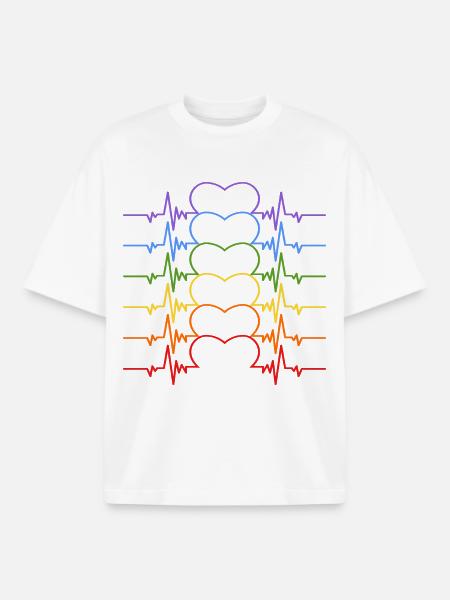 HEARTBEAT LGBTQIA+ FREEDOM PRIDE - Boxy Heavyweight Unisex Organic T-Shirt by Stanley/Stella - white