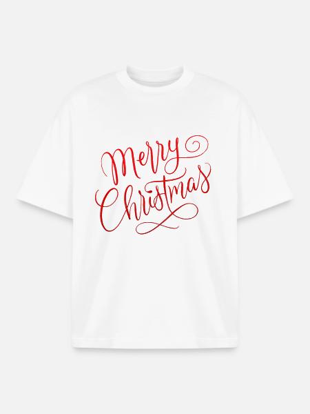 Merry Christmas with snowflakes - Boxy Heavyweight Unisex Organic T-Shirt by Stanley/Stella - white
