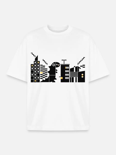 monster meets bauhaus l black - Boxy Heavyweight Unisex Organic T-Shirt by Stanley/Stella - white