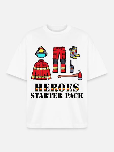 Firefighter Helmet Lifesaver Statement Fire Brigade - Boxy Heavyweight Unisex Organic T-Shirt by Stanley/Stella - white