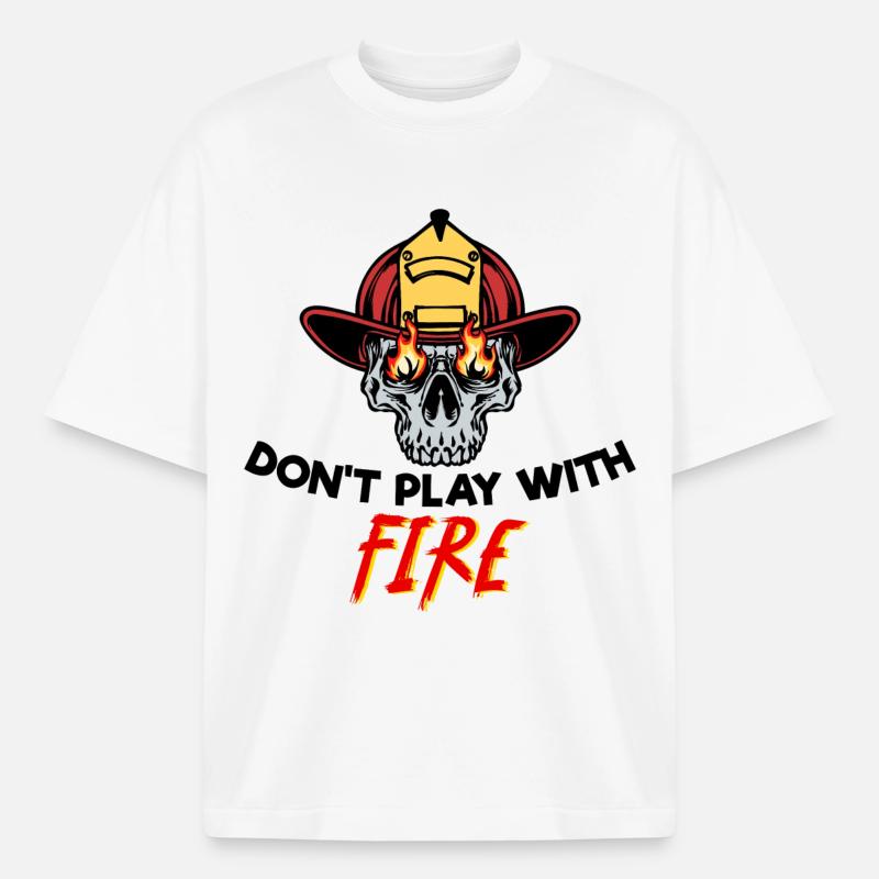 Firefighter Helmet Firefighter Fire Rescuer Statement - Boxy Heavyweight Unisex Organic T-Shirt by Stanley/Stella - white