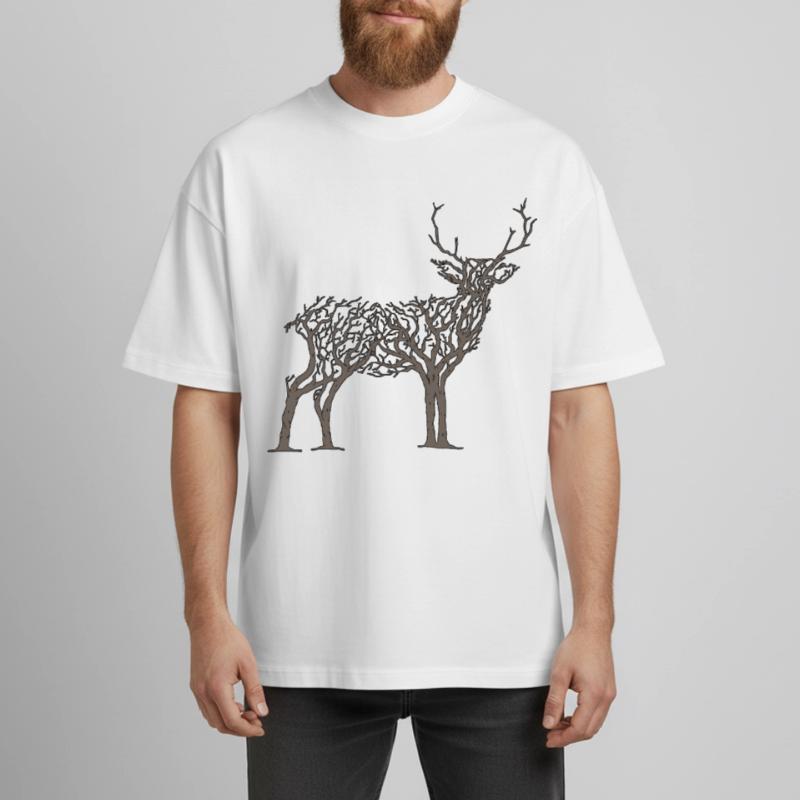 Cerf en Branches d'arbres T-shirt unisexe boxy épais biologique Stanley/Stella
