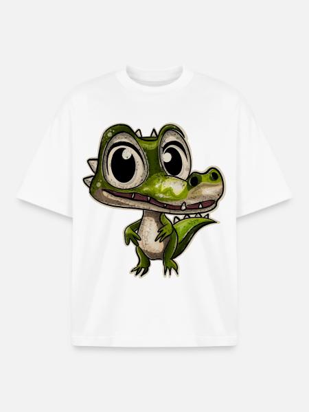 Alligator Crocodile - T-shirt unisexe boxy épais biologique Stanley/Stella - blanc