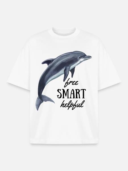 Delfin - free, smart, helpful - Boxy Heavyweight Unisex Organic T-Shirt by Stanley/Stella - white