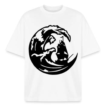 The Great Black Wave - Boxy Heavyweight Unisex Organic T-Shirt by Stanley/Stella - white - Front - AI Model Male 185 light (185cm) & AI Model Female 172 dark (172cm)