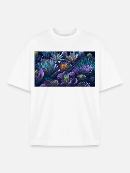 Succulent Echeveria Gift - Boxy Heavyweight Unisex Organic T-Shirt by Stanley/Stella - white