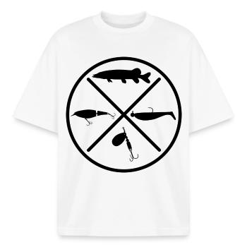 Brochet - T-shirt unisexe boxy épais biologique Stanley/Stella - blanc - Devant - AI Model Male 185 light (185cm) & AI Model Female 172 dark (172cm)