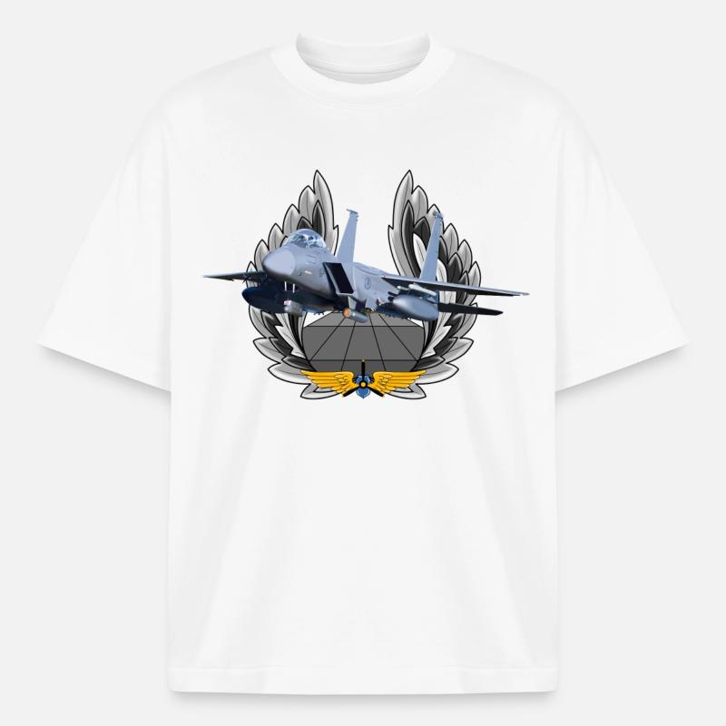 F-15 Eagle - T-shirt unisexe épais coupe boxy Stanley/Stella - blanc