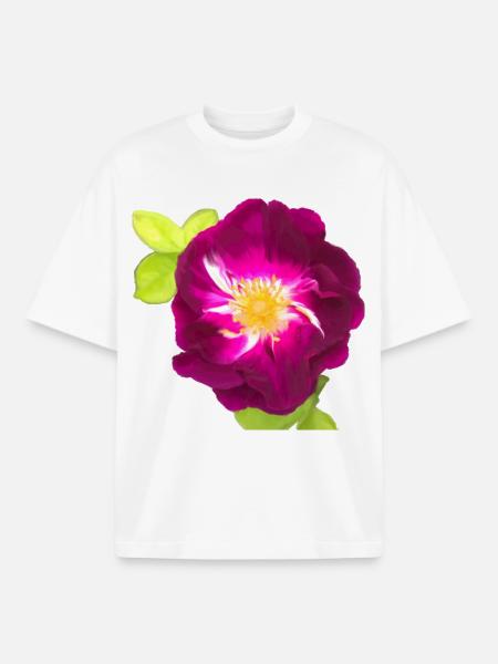 Purple Rose - painting - Boxy Heavyweight Unisex Organic T-Shirt by Stanley/Stella - white