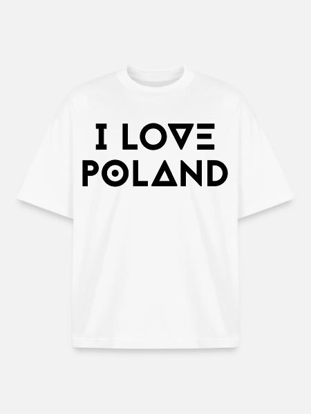 I LOVE POLAND - Boxy Heavyweight Unisex Organic T-Shirt by Stanley/Stella - white